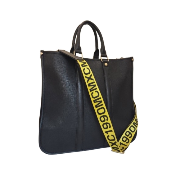 Steve Madden Structured FAUX leather Lined Tote,Black Womens OS - Picture 2 of 14